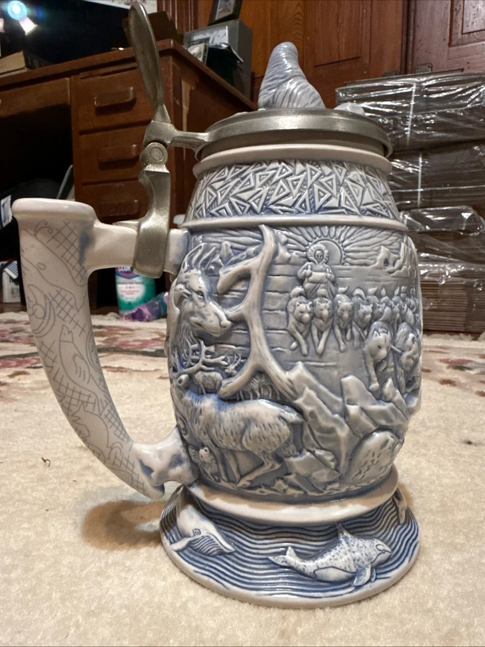 Ceramic Polar Bear Odyssey Stein - Blue and White